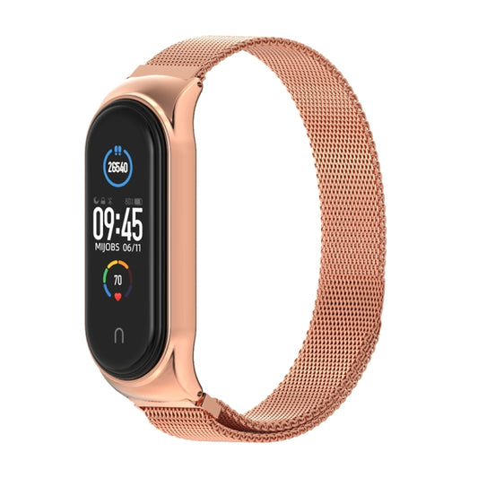 Mijobs Milan CS Metal Magnetic Watch Band for Xiaomi Mi Band 3 & 4 & 5 & 6, Host not Include(Rose Gold) by buy2fix