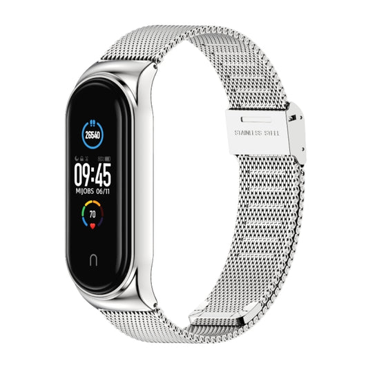 Mijobs Milan CS Screwless Buckle Metal Watch Band Case for Xiaomi Mi Band 3 & 4 & 5 & 6, Host not Included(Silver) by MIJOBS