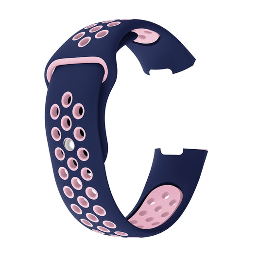 Two-color Round Hole Silicone Watch Band for Fitbit Charge 3, Watch Band Size:145-210mm(Pink Blue) by buy2fix