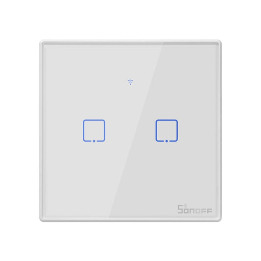 Sonoff T2 Touch 86mm Tempered Glass Panel Wall Switch Smart Home Light Touch Switch, Compatible with Alexa and Google Home, AC 100V-240V, UK Plug by buy2fix