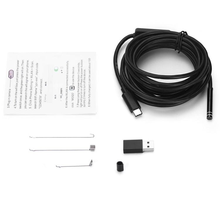 AN97 USB-C / Type-C Endoscope Waterproof IP67 Tube Inspection Camera with 8 LED & USB Adapter, Length: 3m, Lens Diameter: 7mm -  by buy2fix | Online Shopping UK | buy2fix