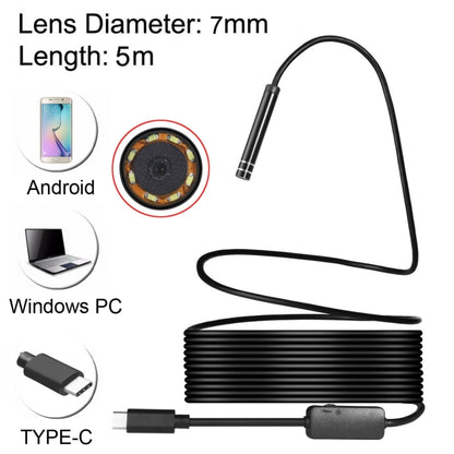 AN97 USB-C / Type-C Endoscope Waterproof IP67 Tube Inspection Camera with 8 LED & USB Adapter, Length: 5m, Lens Diameter: 7mm -  by buy2fix | Online Shopping UK | buy2fix