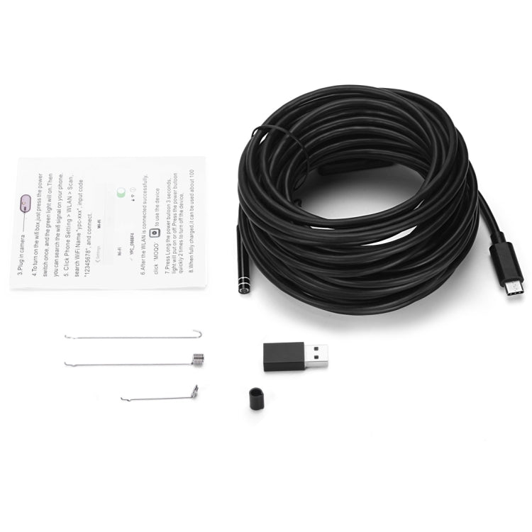 AN97 USB-C / Type-C Endoscope Waterproof IP67 Tube Inspection Camera with 8 LED & USB Adapter, Length: 10m, Lens Diameter: 7mm -  by buy2fix | Online Shopping UK | buy2fix