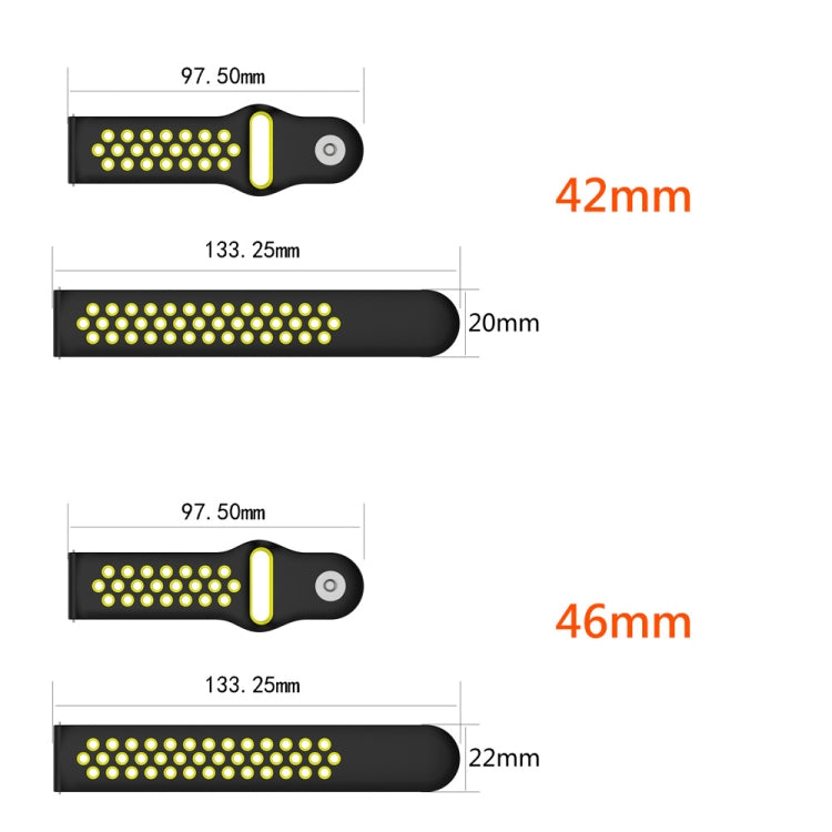Double Color Watch Band for Galaxy Watch 42mm(Black Yellow) by buy2fix