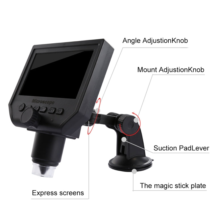 G600 600X 3.6MP 4.3 inch HD LCD Display USB Charging Portable Digital Microscope with LED Light, Support Micro SD Card(64GB Max), US Plug, AC 100-240V - Consumer Electronics by buy2fix | Online Shopping UK | buy2fix