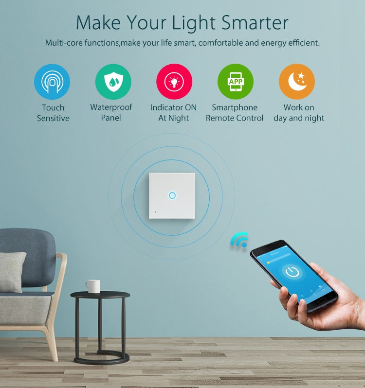 NEO NAS-SC01W Wireless WiFi EU Smart Light Control Switch 1Gang by NEO