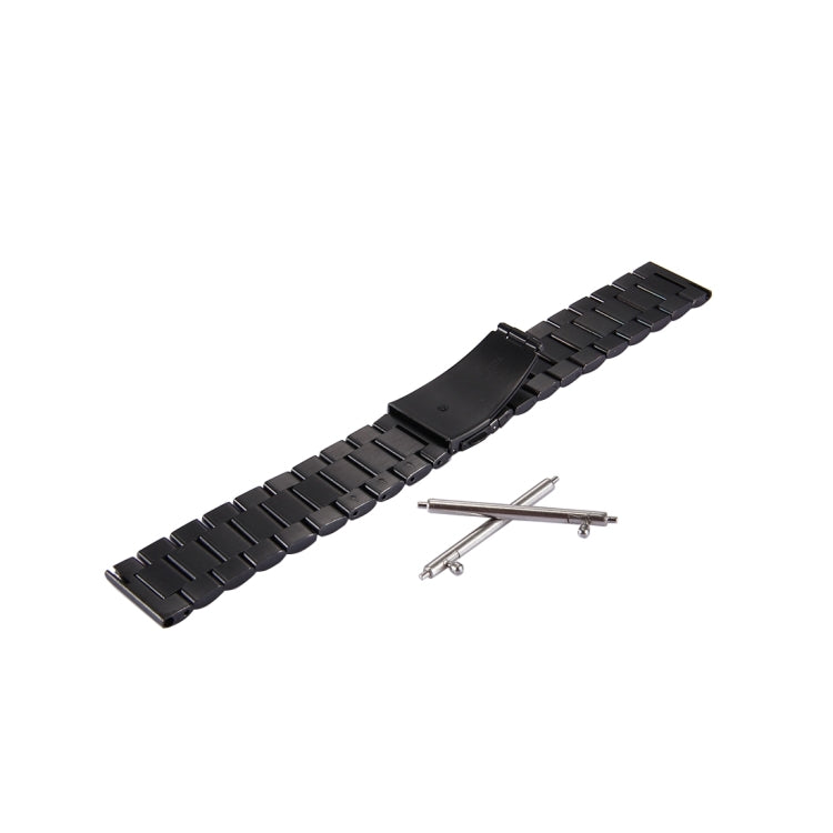 For Samsung Gear S3 Classic Smart Watch Butterfly Buckle 3 Beads Stainless Steel Watchband(Black) - Smart Wear by buy2fix | Online Shopping UK | buy2fix