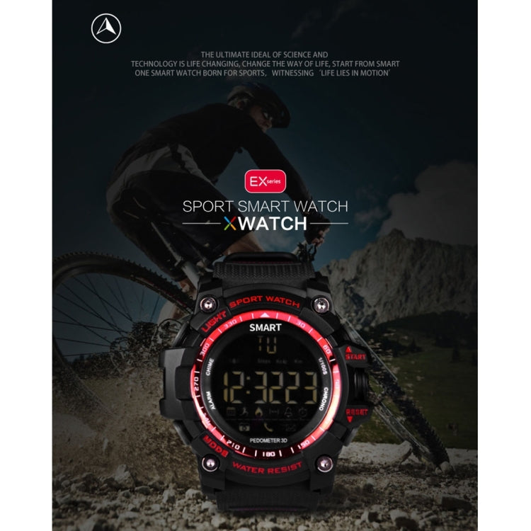 EX16 1.12 Inch FSTN LCD Full Angle Screen Display Sport Smart Watch, IP67 Waterproof, Support Pedometer / Stopwatch / Alarm / Notification Remind / Call Notify / Camera Remote Control / Calories Burned, Compatible with Android and iOS Phones(Red) by buy2fix