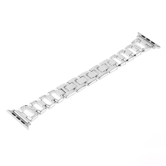 Colorful Diamond Stainless Steel Watch Band for Apple Watch Series 7 41mm / 6 & SE & 5 & 4 40mm / 3 & 2 & 1 38mm(Silver) by buy2fix