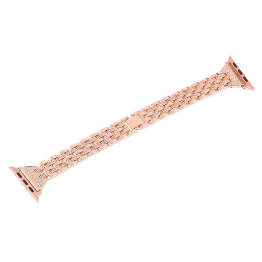 Colorful Diamond Stainless Steel Watch Band for Apple Watch Series 7 45mm / 6 & SE & 5 & 4 44mm / 3 & 2 & 1 42mm(Rose Gold) by buy2fix
