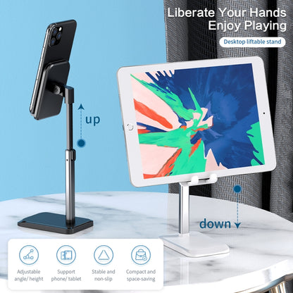 ROCK RPH0944 Adjustable Lifting 90 Degree Rotation ABS Stand Desktop Phone Tablet Holder(Black) - Desktop Holder by ROCK | Online Shopping UK | buy2fix