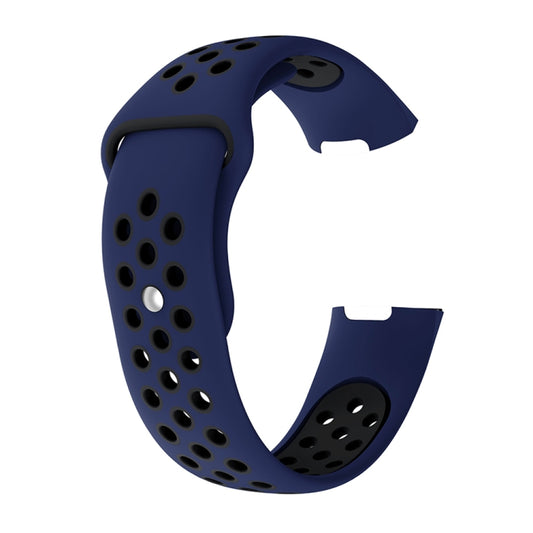 Two-color Round Hole Silicone Watch Band for Fitbit Charge 3, Watch Band Size:130-195mm(Black Blue) by buy2fix