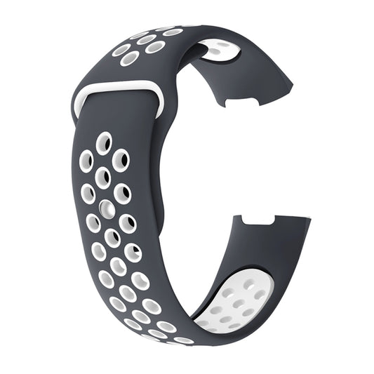 Two-color Round Hole Silicone Watch Band for Fitbit Charge 3, Watch Band Size:130-195mm(Grey White) by buy2fix