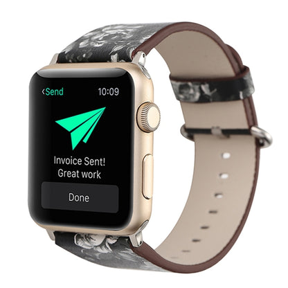 For Apple Watch Ultra 49mm&Watch Ultra 2 49mm / Series 10 46mm / 9&8&7 45mm / SE 3&SE 2&6&SE&5&4 44mm / 3&2&1 42mm Fashion Pastoralism Style Little Floral Pattern Women Watch Leather Watch Band by buy2fix