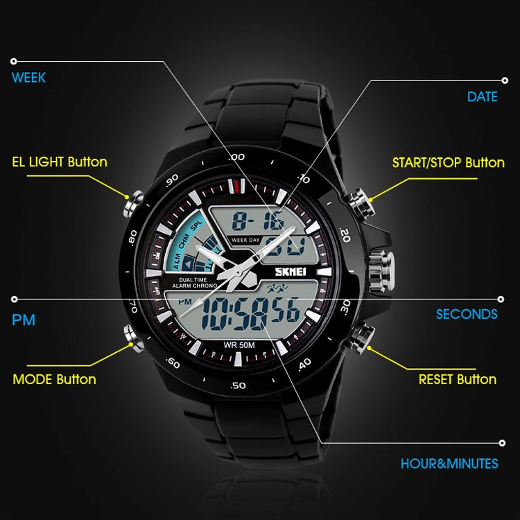 SKMEI 1016 Multifunctional Men Outdoor Sports Camouflage Noctilucent Waterproof Double Digital Watch (Orange) - Sport Watches by SKMEI | Online Shopping UK | buy2fix