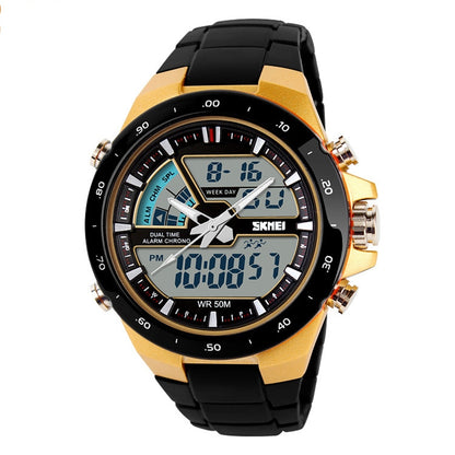 SKMEI 1016 Multifunctional Men Outdoor Sports Noctilucent Waterproof Double Digital Watch (Gold) - Sport Watches by SKMEI | Online Shopping UK | buy2fix