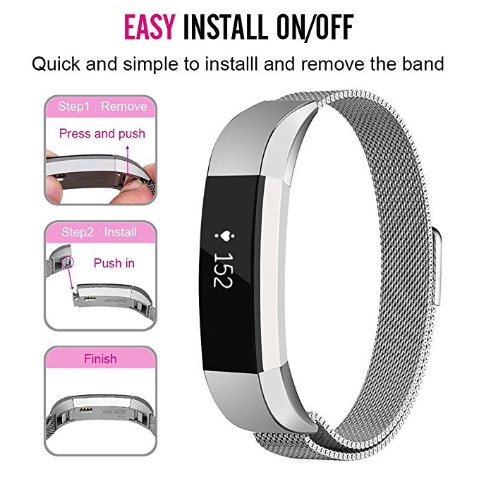 Stainless Steel Magnet Watch Band for FITBIT Alta,Size:Small,130-170mm(Light Purple) by buy2fix