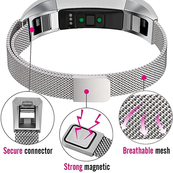 Stainless Steel Magnet Watch Band for FITBIT Alta,Size:Small,130-170mm(Light Purple) by buy2fix