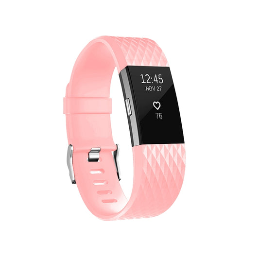 Diamond Pattern Adjustable Sport Watch Band for FITBIT Charge 2, Size: L, 12.5x8.5cm(Pink) by buy2fix