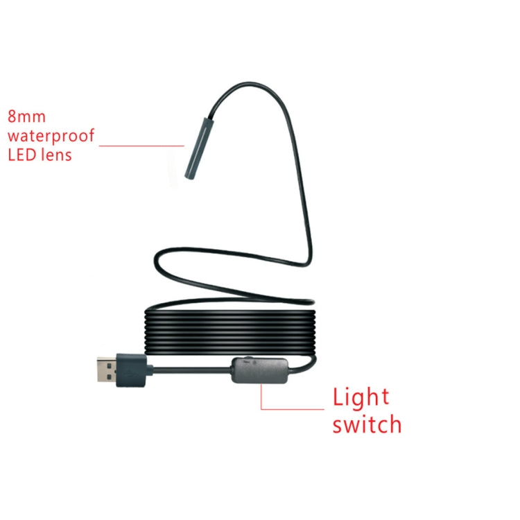 2.0MP HD Camera WiFi Endoscope Snake Tube Inspection Camera with 8 LED, Waterproof IP68, Lens Diameter: 8mm, Length: 5m, Soft Line - Consumer Electronics by buy2fix | Online Shopping UK | buy2fix