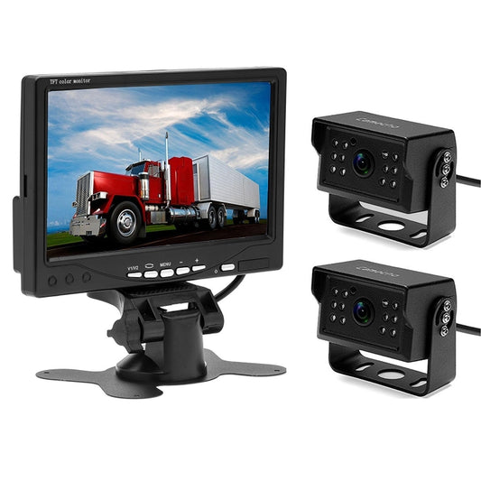 A1510 7 inch HD Car 12 IR Night Vision Rear View Backup Dual Camera Rearview Monitor, with 15m Cable by buy2fix