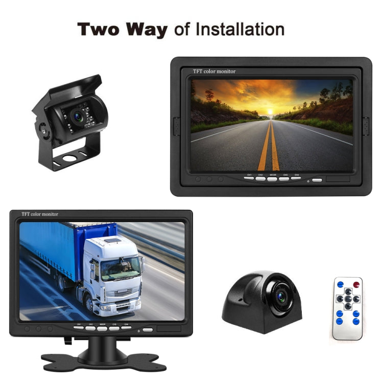 K0164 7 inch HD Car 18 IR Night Vision Rear View Backup Four Cameras Rearview Monitor - In Car by buy2fix | Online Shopping UK | buy2fix