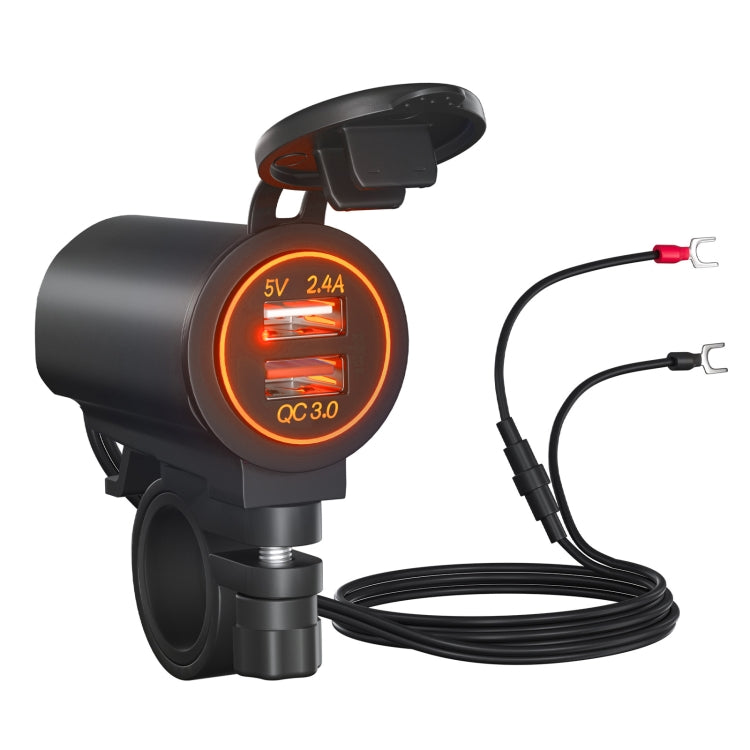 ZH-723F4 Car / Motorcycle QC3.0 Cell Phone Fast Charging Dual USB Car Charger(Orange Light) - In Car by buy2fix | Online Shopping UK | buy2fix