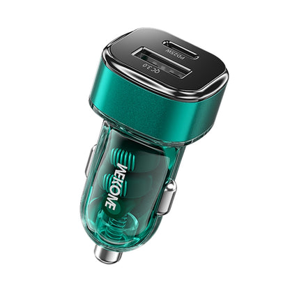 WK WP-C45 Vanguard Series Mecha Transparent USB+Type-C Fast Car Charger (Green) - Car Charger by WK | Online Shopping UK | buy2fix