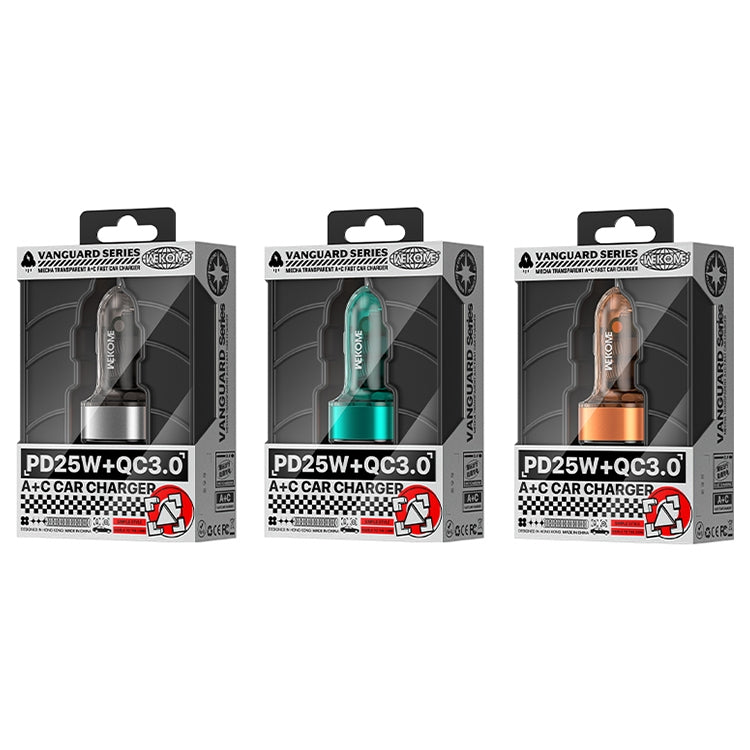 WK WP-C45 Vanguard Series Mecha Transparent USB+Type-C Fast Car Charger (Orange) - Car Charger by WK | Online Shopping UK | buy2fix