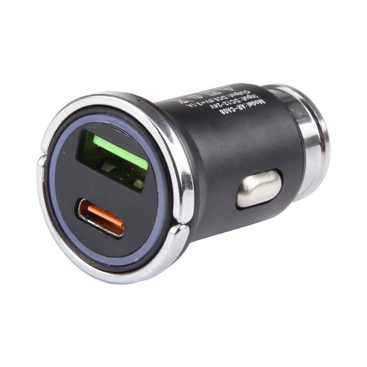 AR-CA08 12W 2A USB-C / Type-C + USB Ports Car Charger (Black) - Car Charger by buy2fix | Online Shopping UK | buy2fix