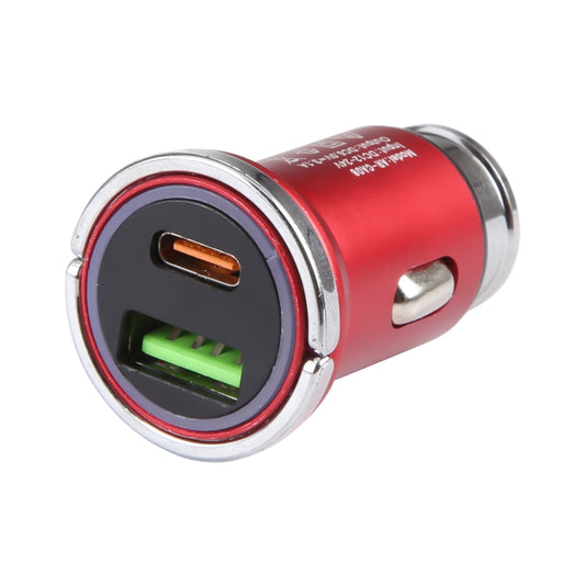 AR-CA08 12W 2A USB-C / Type-C + USB Ports Car Charger (Red) - Car Charger by buy2fix | Online Shopping UK | buy2fix