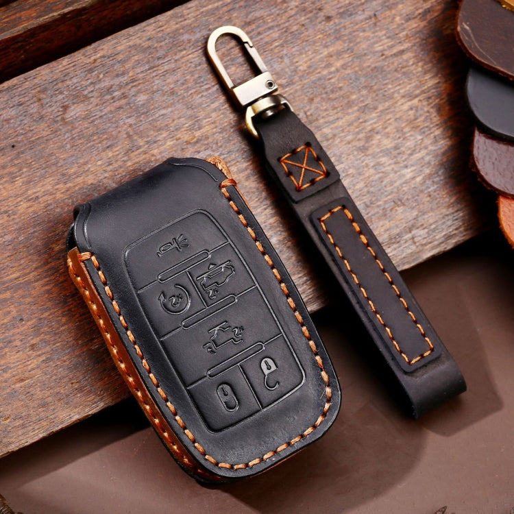 For Dodge Ram 6-button C163 Car Key Leather Protective Case (Black) - In Car by buy2fix | Online Shopping UK | buy2fix