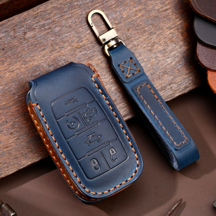 For Dodge Ram 6-button C163 Car Key Leather Protective Case (Blue) - In Car by buy2fix | Online Shopping UK | buy2fix