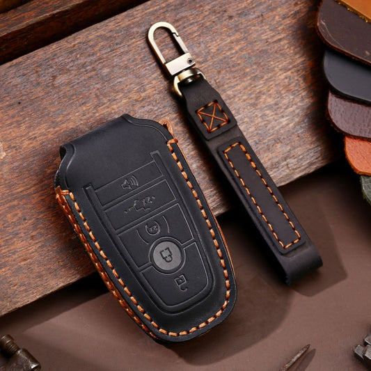For Ford F-150 5-button C073 Car Key Leather Protective Case (Black) by buy2fix