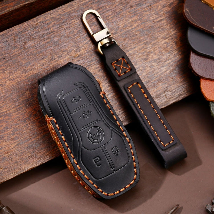 For Ford F-150 3-button C074 Car Key Leather Protective Case (Black) - In Car by buy2fix | Online Shopping UK | buy2fix