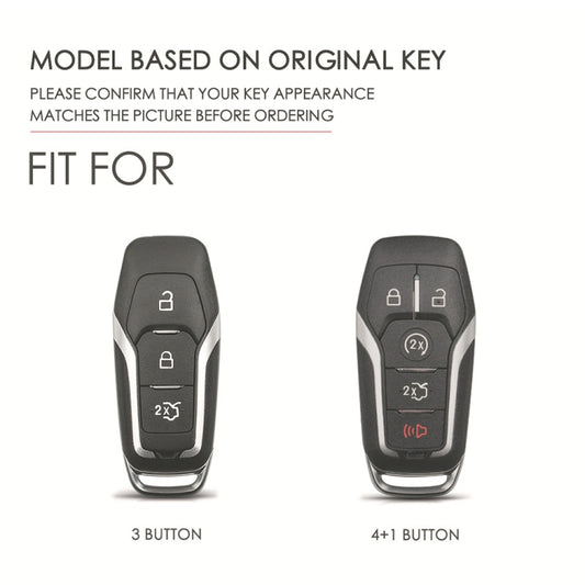 For Ford F-150 3-button C074 Car Key Leather Protective Case (Blue) by buy2fix