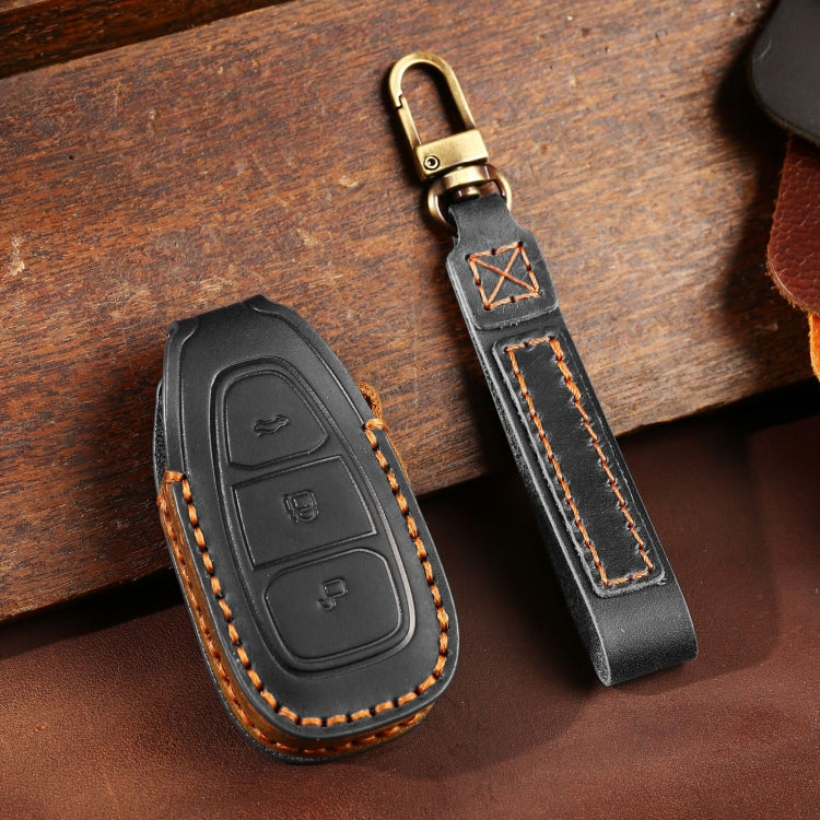 For Ford Focus/Mondeo/Maverick/Explorer/Escort/Edge 2017-2018 C231 Car Key Leather Protective Case (Black) - In Car by buy2fix | Online Shopping UK | buy2fix