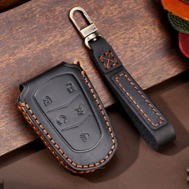 For Cadillac / CT5 / CT6 / XT6 5-button C087 Car Key Leather Protective Case (Black) - In Car by buy2fix | Online Shopping UK | buy2fix