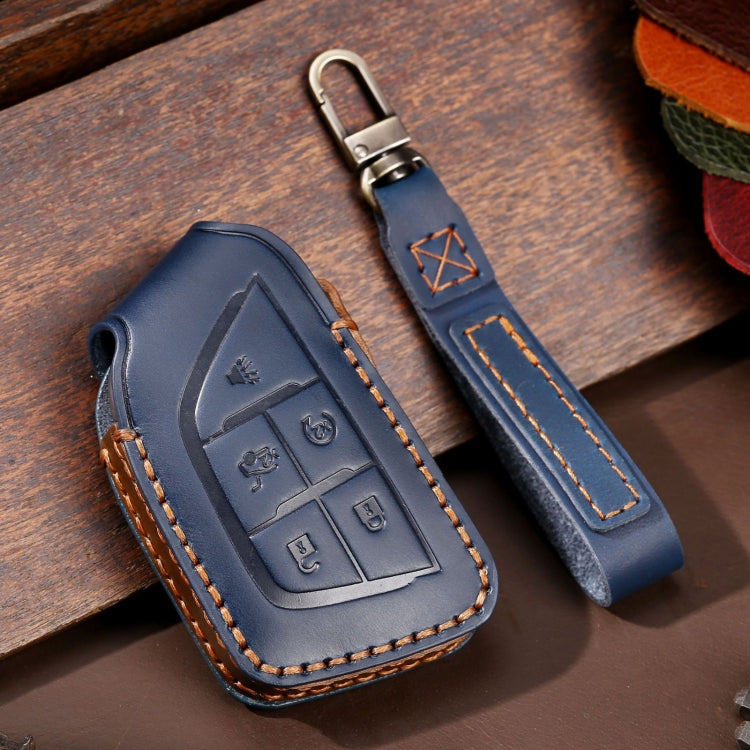 For Cadillac / CT5 / CT6 / XT6 C088 Car Key Leather Protective Case (Blue) - In Car by buy2fix | Online Shopping UK | buy2fix