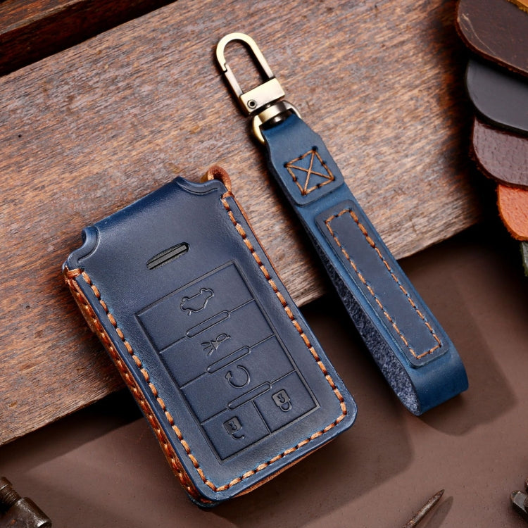 For Cadillac 5-button C091 Car Key Leather Protective Case (Blue) - In Car by buy2fix | Online Shopping UK | buy2fix