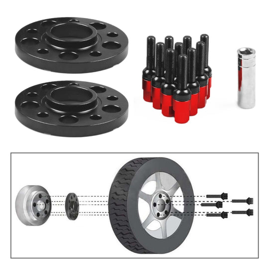 Entretoise de roue centrale de bride de moyeu de roue modifiée de voiture de 20 mm pour Mercedes-Benz avec vis M12x1,5 (rouge)