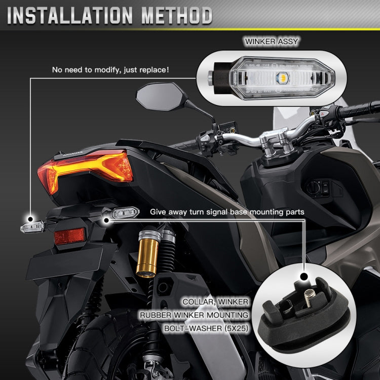2pcs For Honda RS150 XRE300 CRF300 X-ADV Motorcycles LED Turn Signal Light(Black) by buy2fix