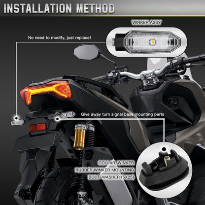 2pcs For Honda RS150 XRE300 CRF300 X-ADV Motorcycles LED Turn Signal Light(Black) by buy2fix