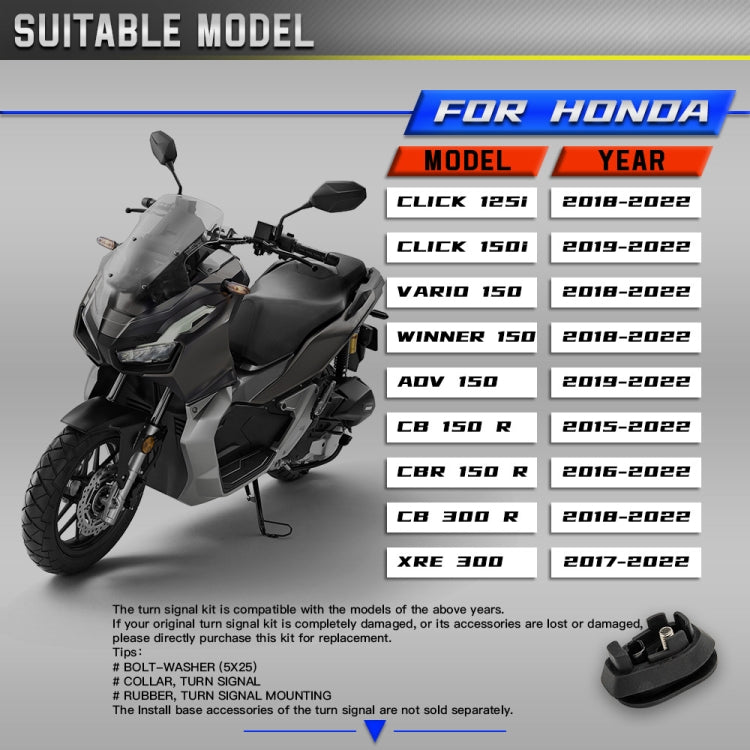 2pcs For Honda RS150 XRE300 CRF300 X-ADV Motorcycles LED Turn Signal Light(Black) by buy2fix