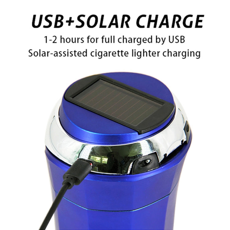 N12E Car Creative Ashtray Solar Power With Light And Cover With Cigarette Liighter (Blue) - In Car by buy2fix | Online Shopping UK | buy2fix