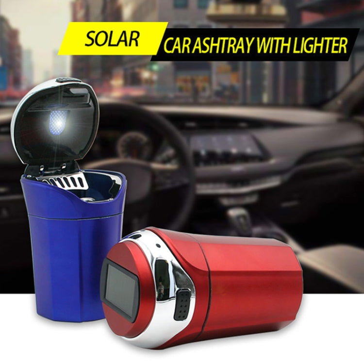 N12E Car Creative Ashtray Solar Power With Light And Cover With Cigarette Liighter (Red) - In Car by buy2fix | Online Shopping UK | buy2fix