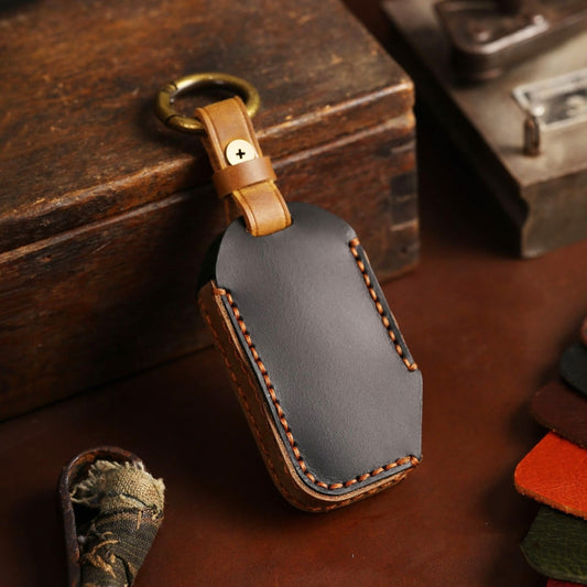 For Kia Sorento Hallmo Car Cowhide Leather Key Protective Cover Key Case(Black) by Hallmo