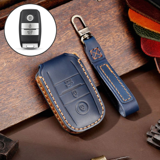 For Kia Sportage R / K5 / K4 / K2 / KX3 Hallmo A Style Car Cowhide Leather Key Protective Cover Key Case(Blue) - In Car by Hallmo | Online Shopping UK | buy2fix