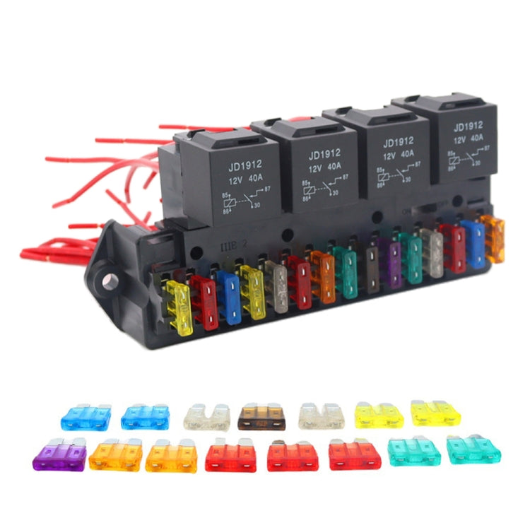 Car 15-way Fuse Box with 4-way 12V 40A Relay by buy2fix