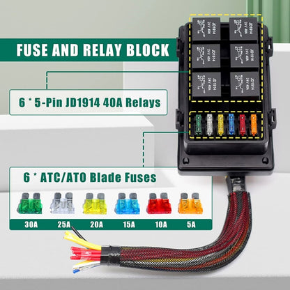 24V 5 Pin Car 6 Slots IP66 Waterproof Relay Fuse Box with Cable by buy2fix